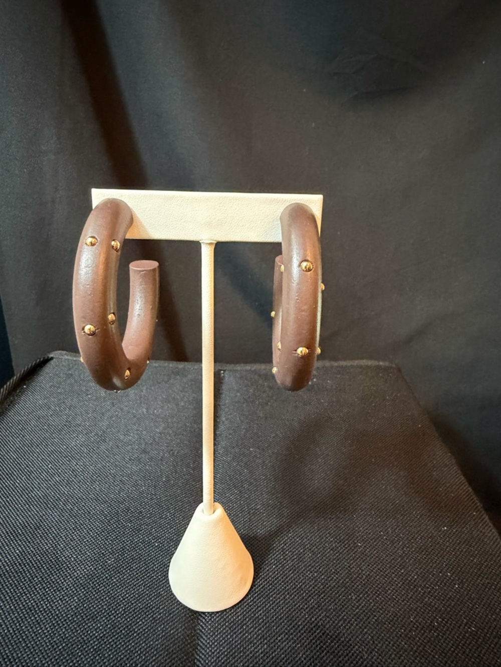 Plunder Brown Hoop Earrings with Gold Studs